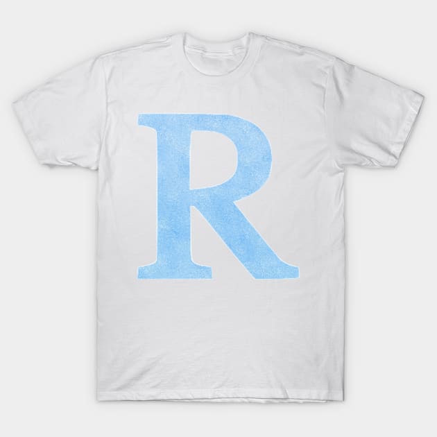 The Letter R Blue Metallic T-Shirt by Claireandrewss